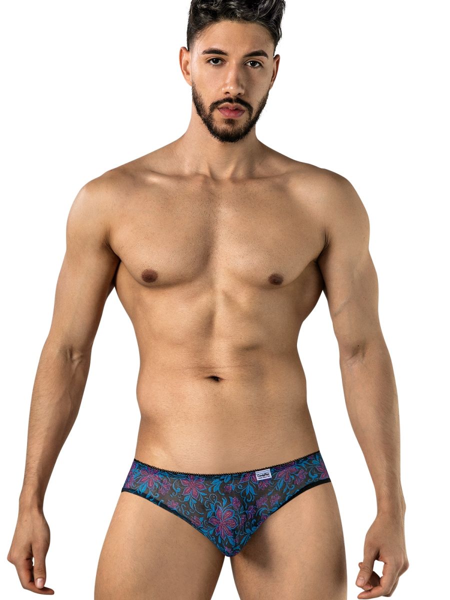 CandyMan 95005 Men's Underwear Printed Mesh Briefs Color Blue
