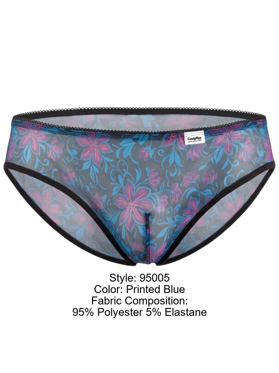 CandyMan 95005 Men's Underwear Printed Mesh Briefs Color Blue
