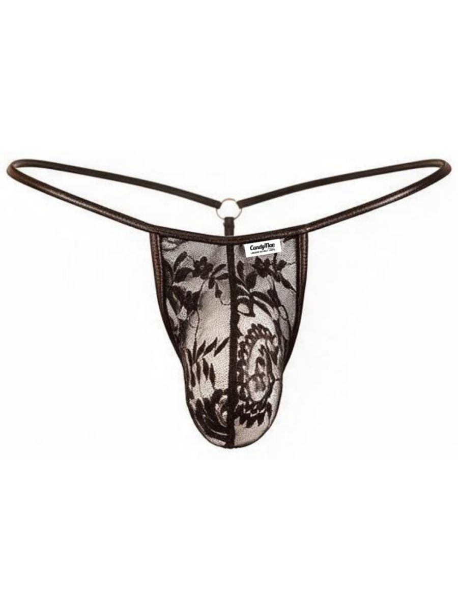 CandyMan 95007 Men's Underwear Seductive Lace Thong Color Black