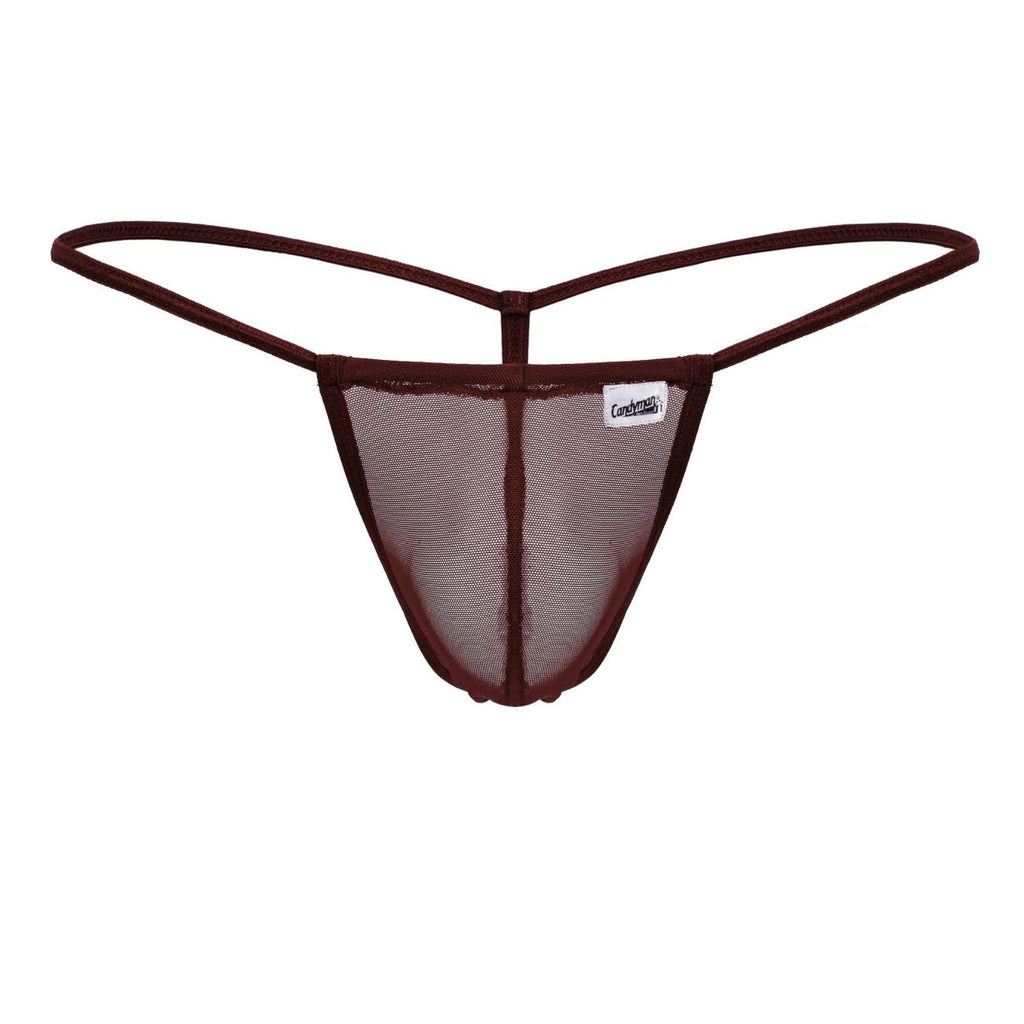 CandyMan 99246 Men's Underwear G-String Mesh Thongs Color Burgundy