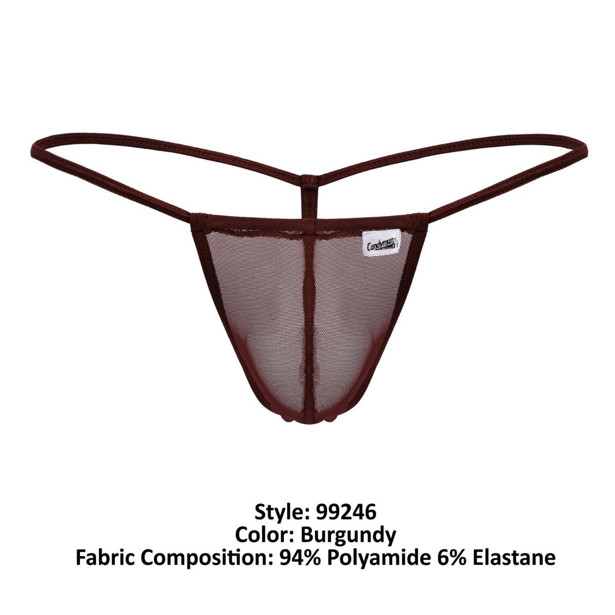 CandyMan 99246 Men's Underwear G-String Mesh Thongs Color Burgundy