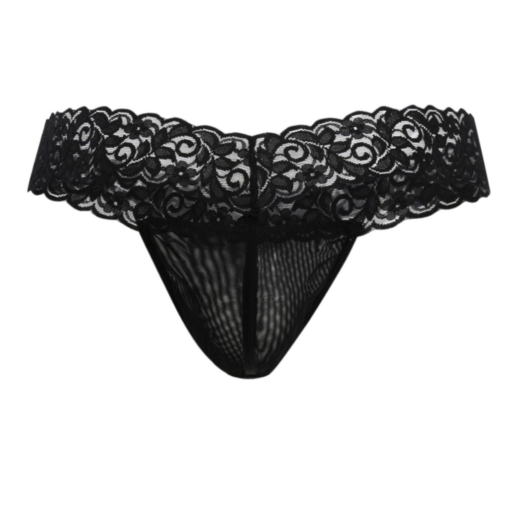 CandyMan 99370 Men's Underwear Sensual Lace Thongs Color Black
