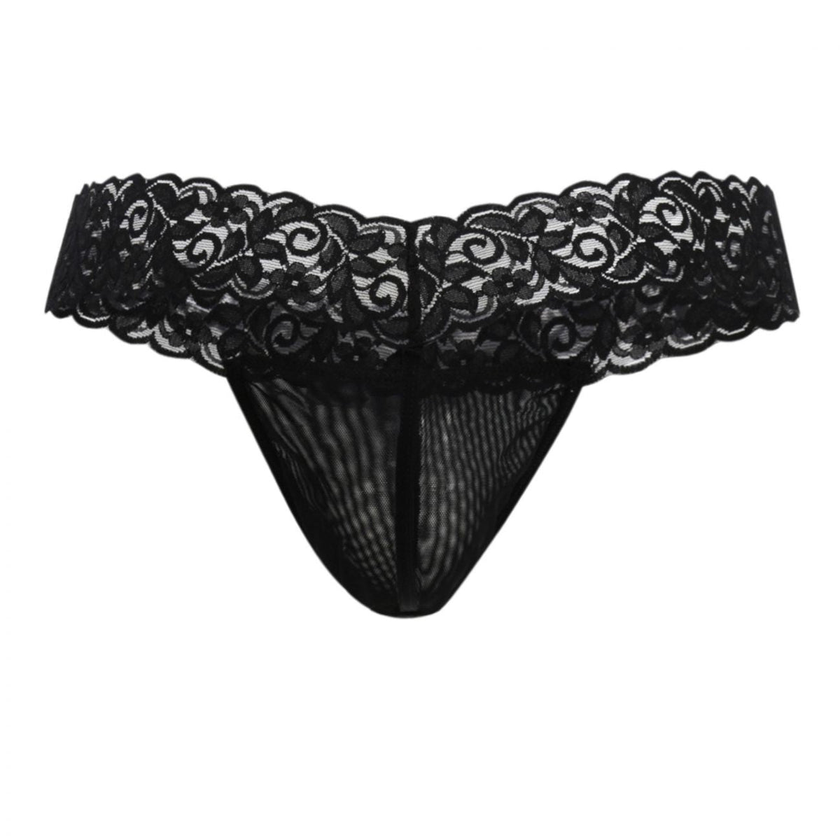 CandyMan 99370 Men's Underwear Sensual Lace Thongs Color Black