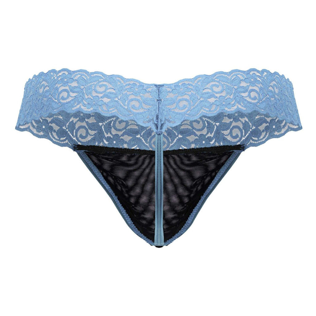 CandyMan 99370 Men's Underwear Sensual Lace Thongs Color Blue