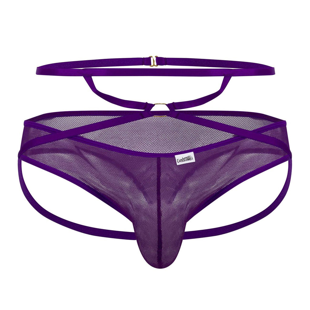 CandyMan Men's Underwear 99640 Mesh Thongs Color Purple