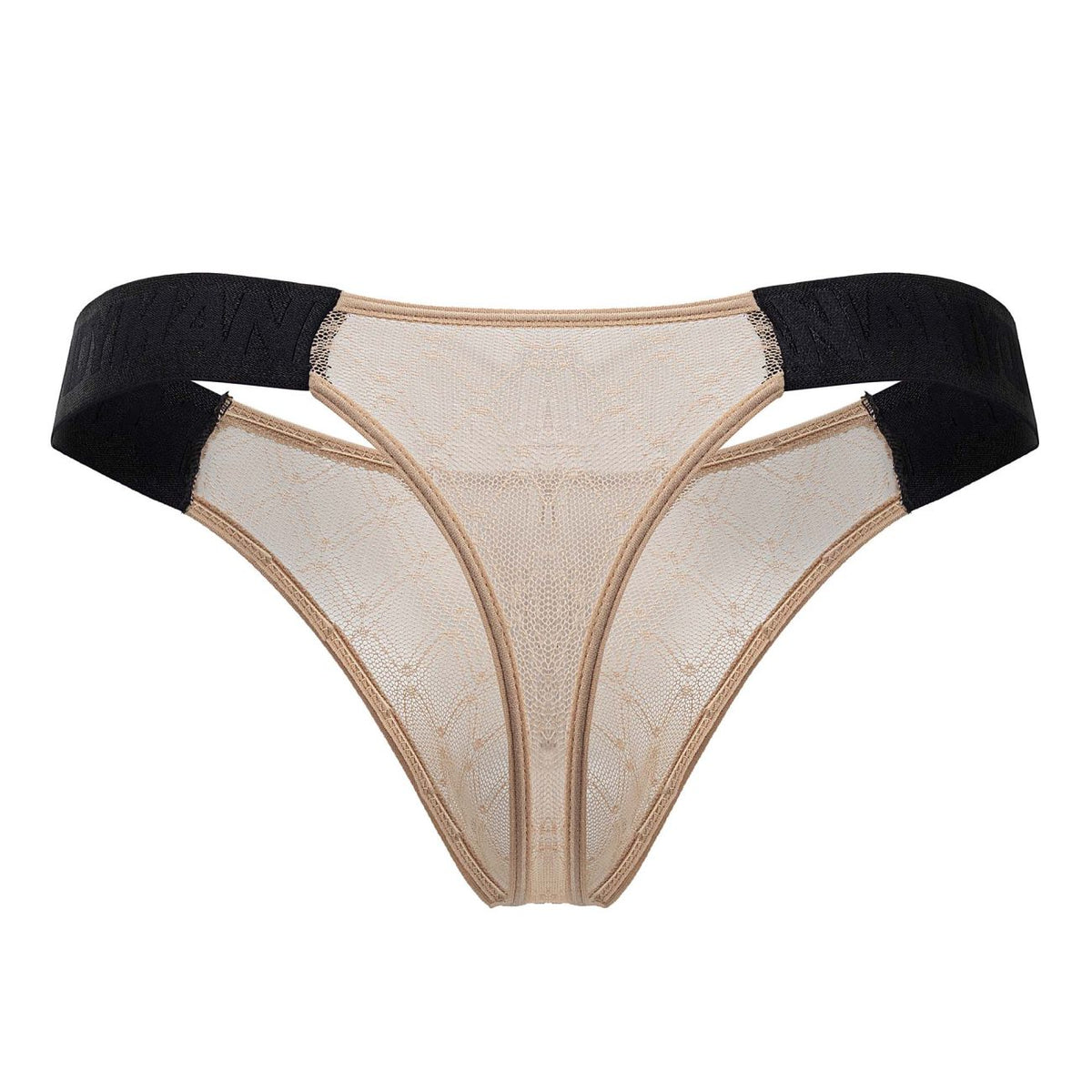CandyMan Men's Underwear 99771 Mesh Thongs Color Beige