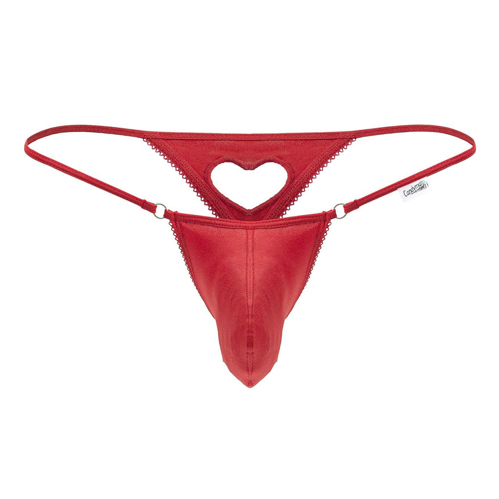 CandyMan Men's Underwear 99789 Heart Thongs Color Red