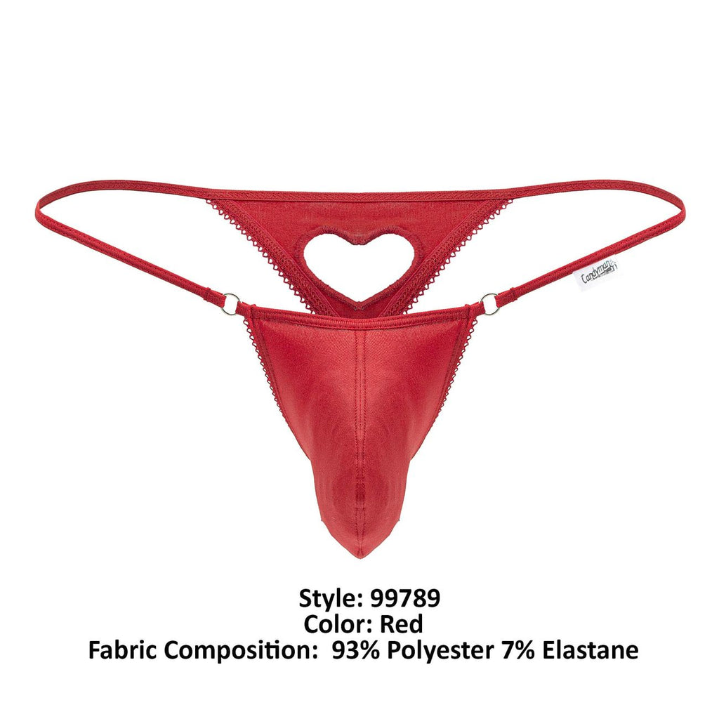 CandyMan Men's Underwear 99789 Heart Thongs Color Red