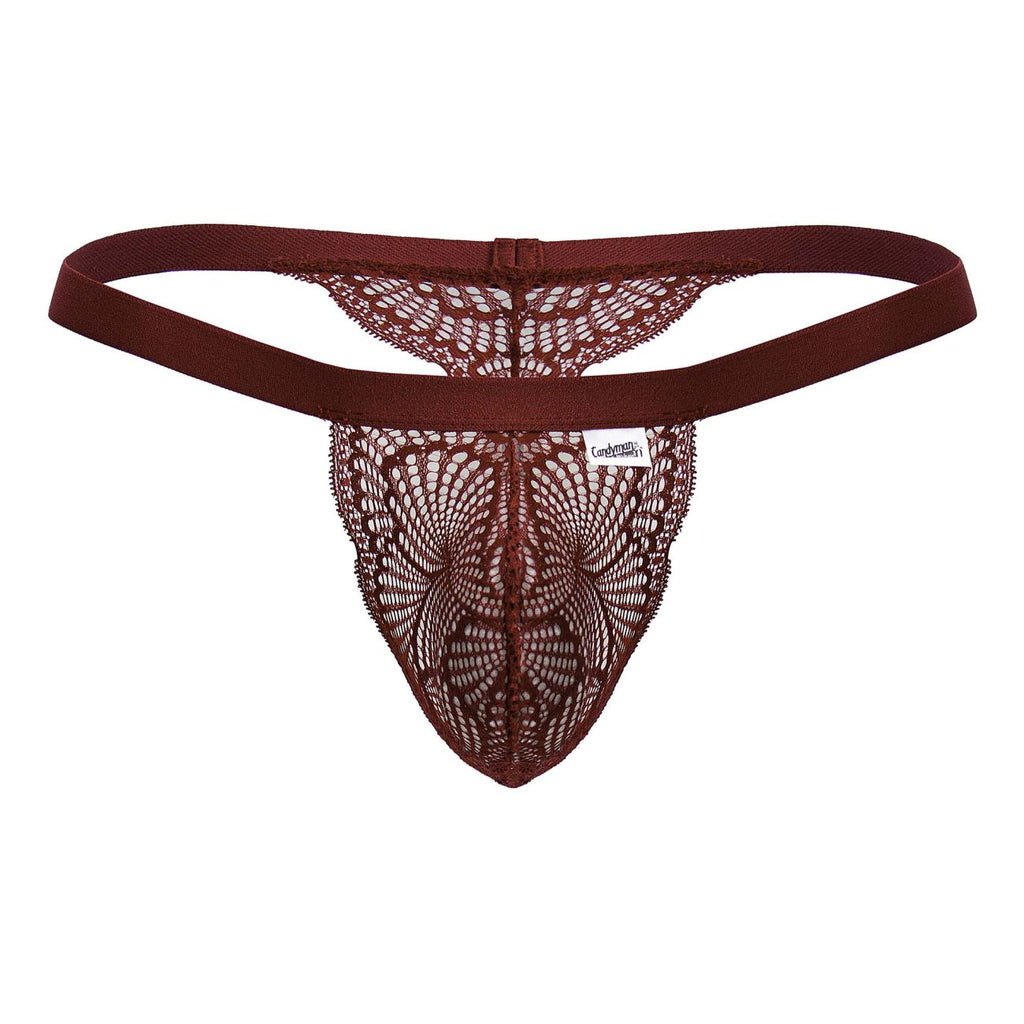 CandyMan Men's Underwear 99823 Lace Thongs Color Wine