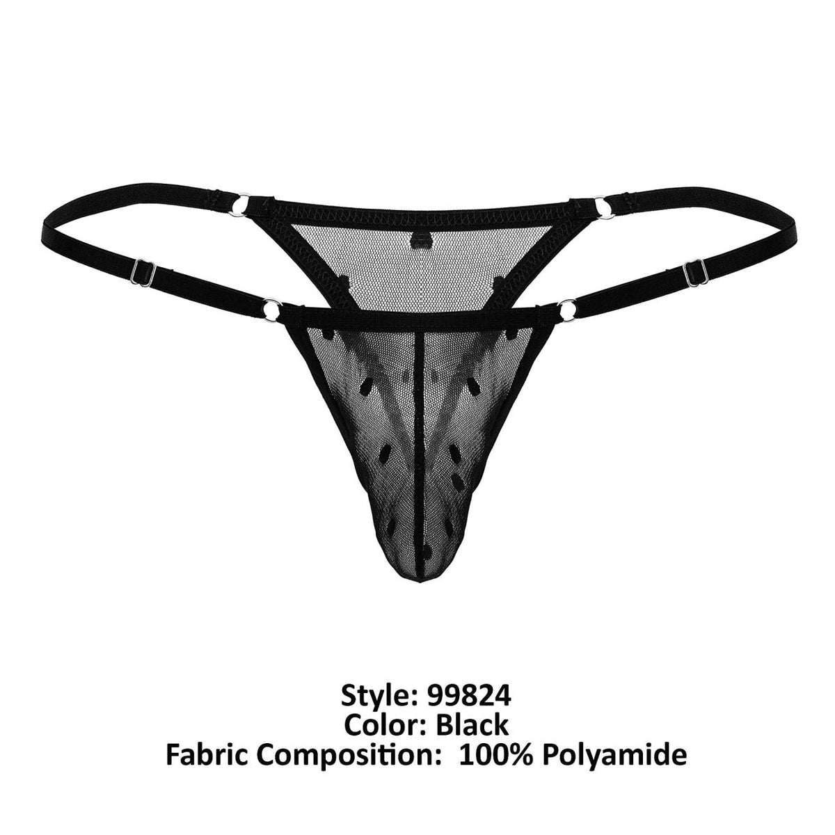 CandyMan Men's Underwear 99824 Mesh Thongs Color Black