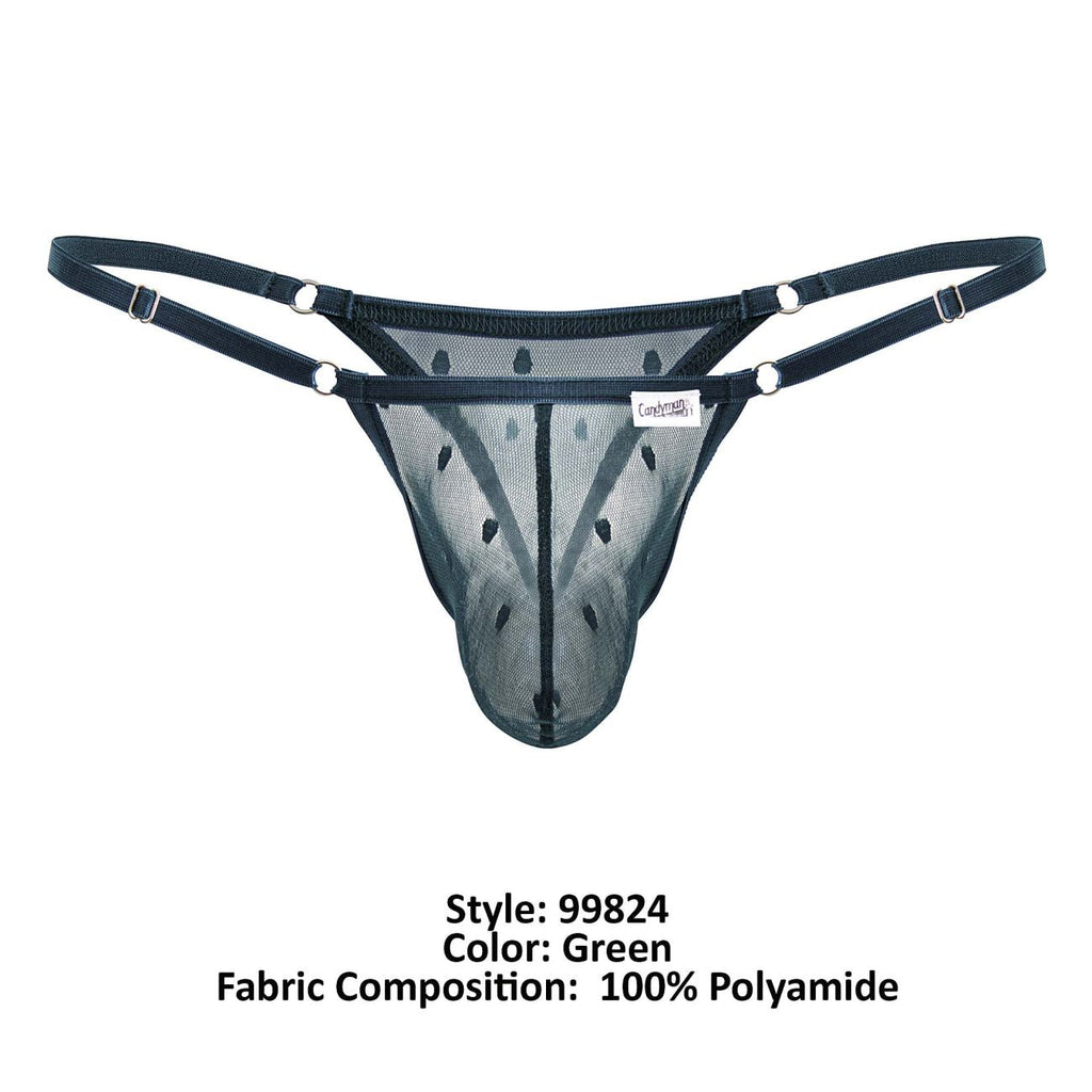 CandyMan Men's Underwear 99824 Mesh Thongs Color Green