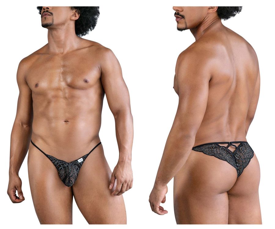 CandyMan Men's Underwear 99829 Lace Thongs Color Black