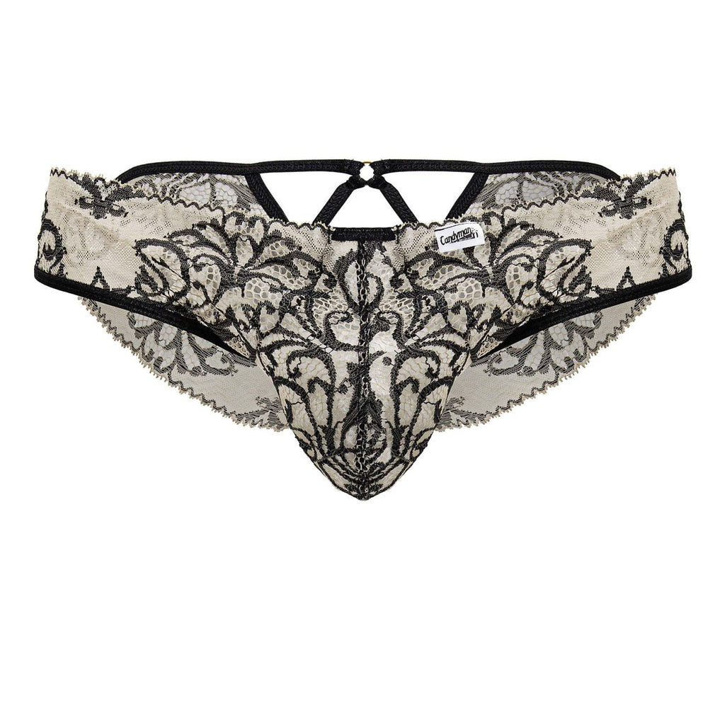 CandyMan Men's Underwear 99830 Lace Briefs Color Nude-Black