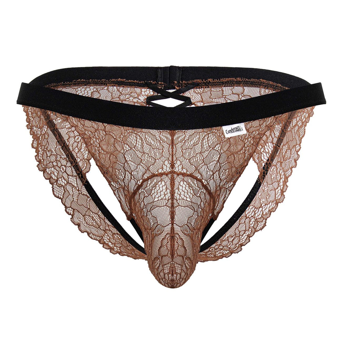 CandyMan Men's Underwear 99853 Lace Jockstrap Color Black-Terracotta