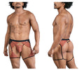 CandyMan Men's Underwear 99854 Lace-Garter Outfit Color Black-Terracotta
