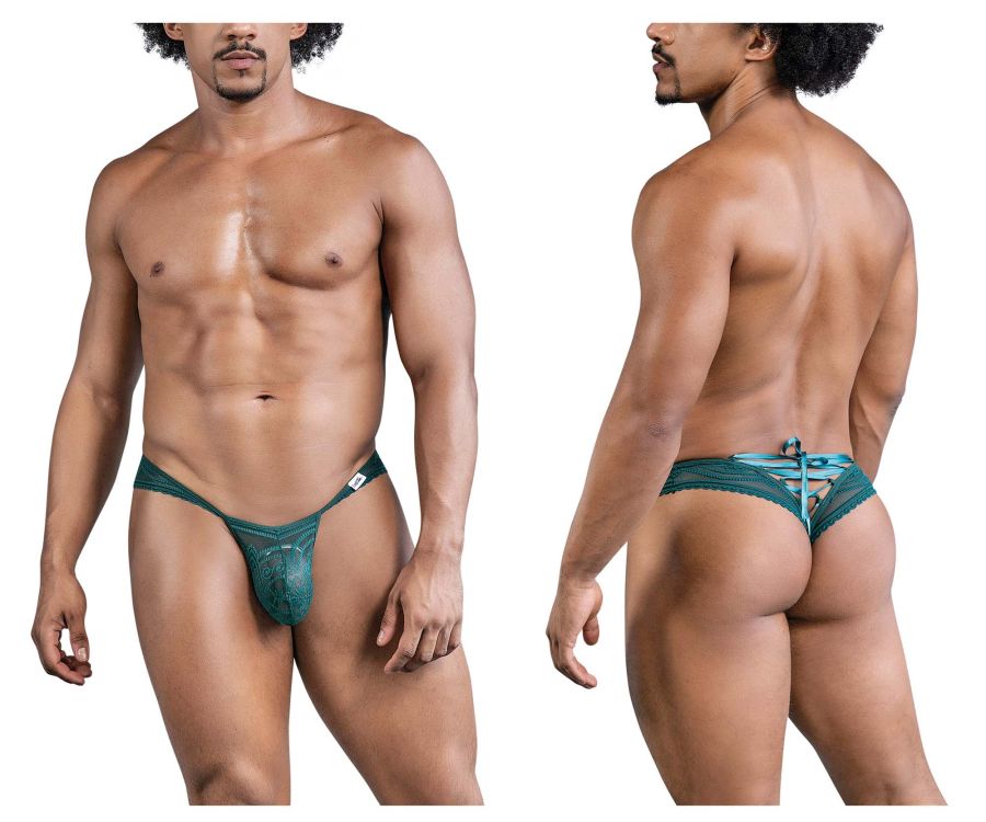 CandyMan Men's Underwear 99861 Lace Thongs Color Green