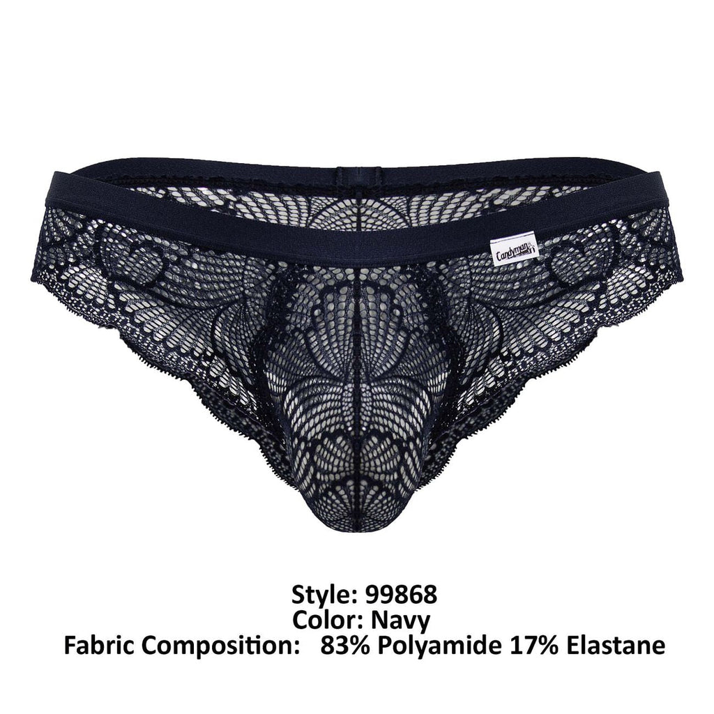 CandyMan Men's Underwear 99868 Lace Briefs Color Navy