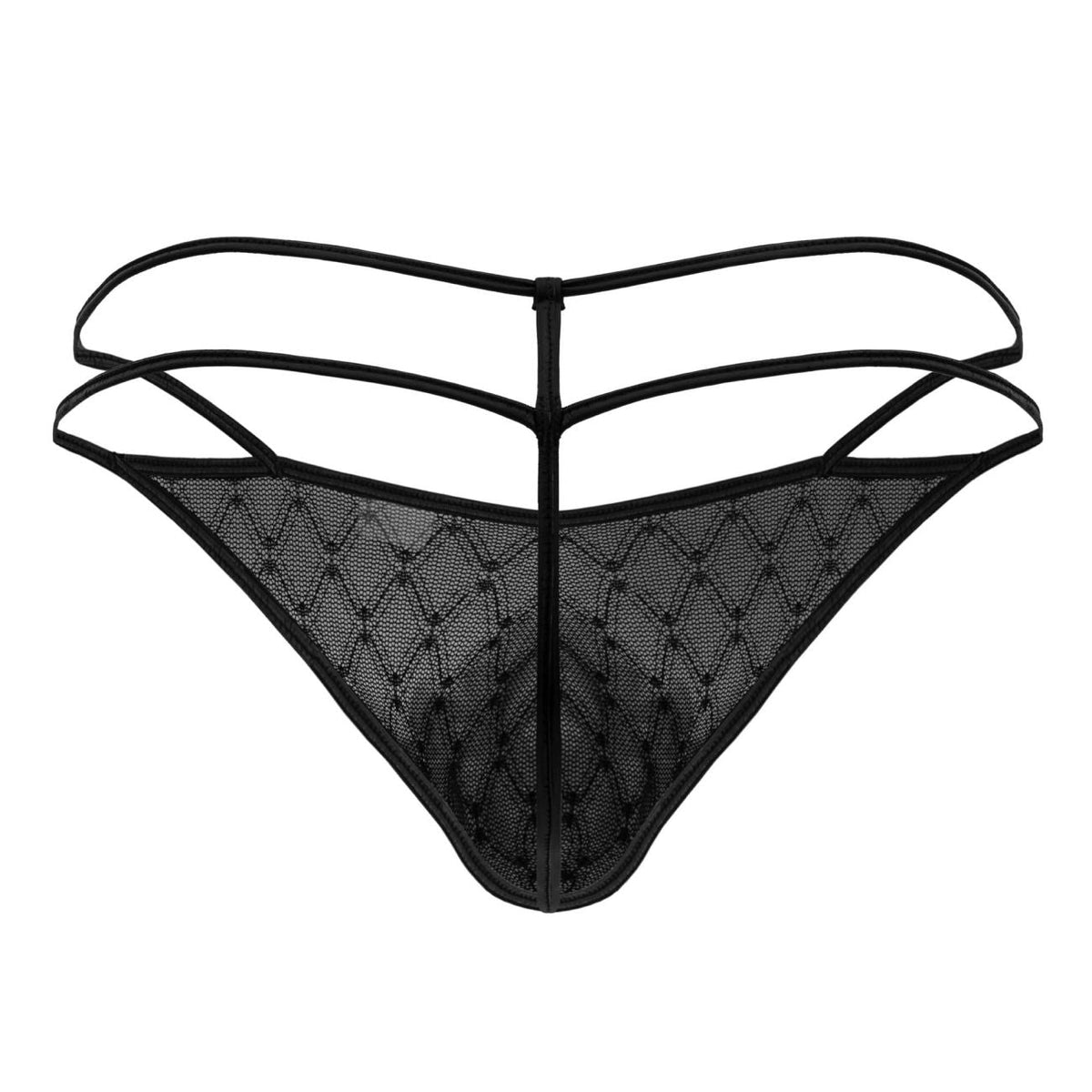 CandyMan Men's Underwear 99903 Geometric Mesh Thongs Color Black