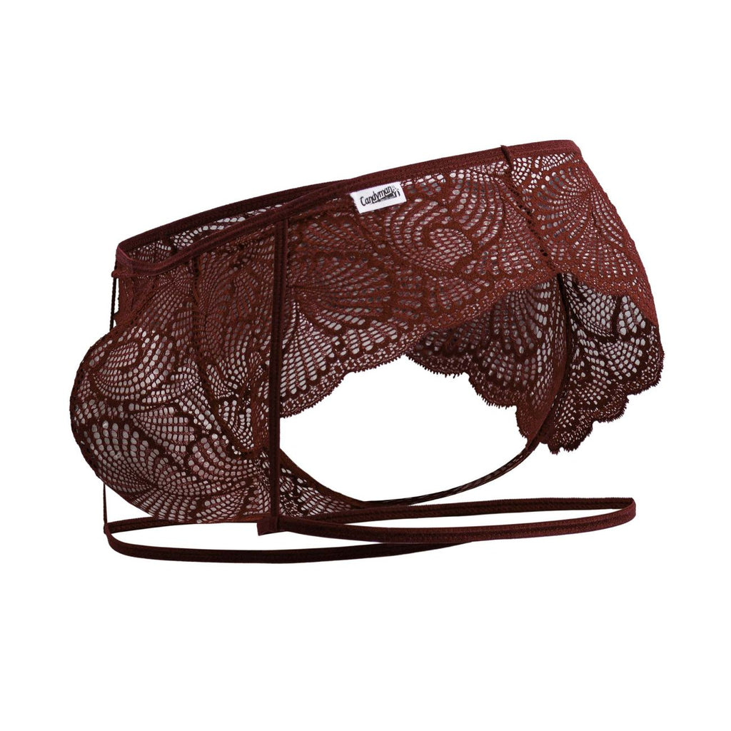 CandyMan Men's Underwear 99905 Garter Lace Briefs Color Burgundy