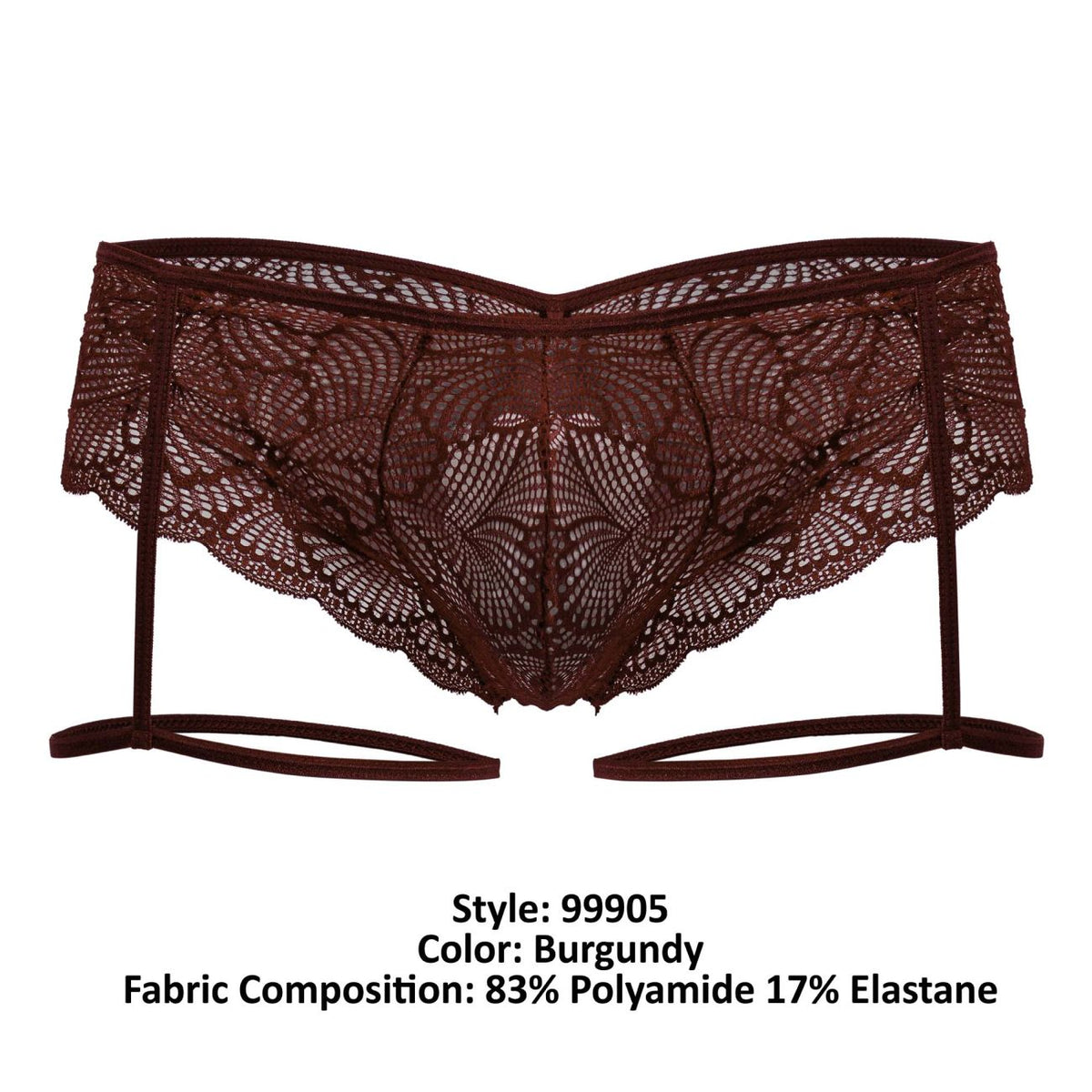 CandyMan Men's Underwear 99905 Garter Lace Briefs Color Burgundy