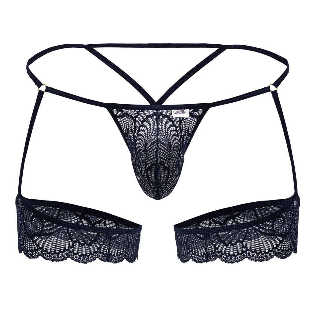 CandyMan Men's Underwear 99906 Garter Lace Thongs Color Navy