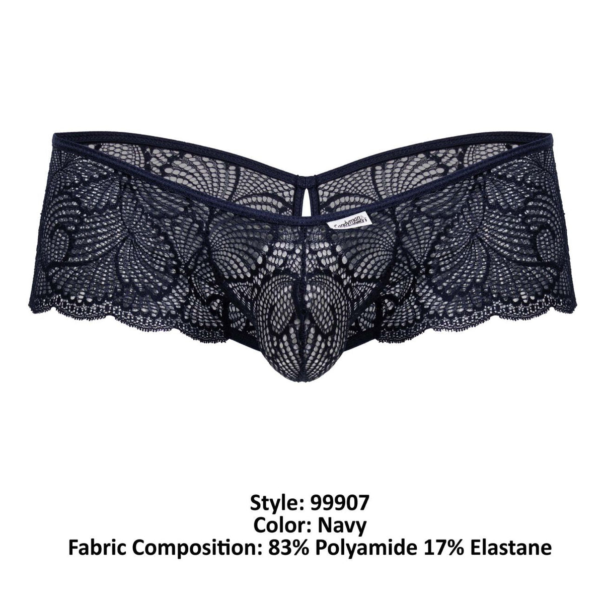 CandyMan 99907 Men's Underwear Lace Trunks Color Navy