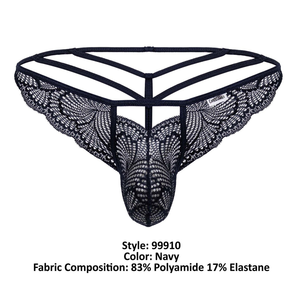 CandyMan Men's Underwear 99910 Lace Thongs Color Navy