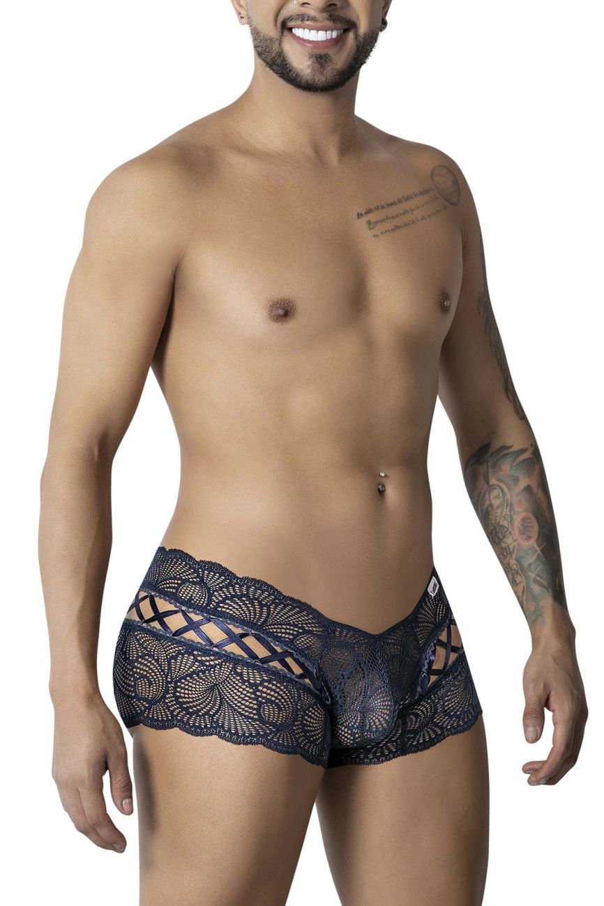 CandyMan Men's Underwear 99916 Lace Trunks Color Navy