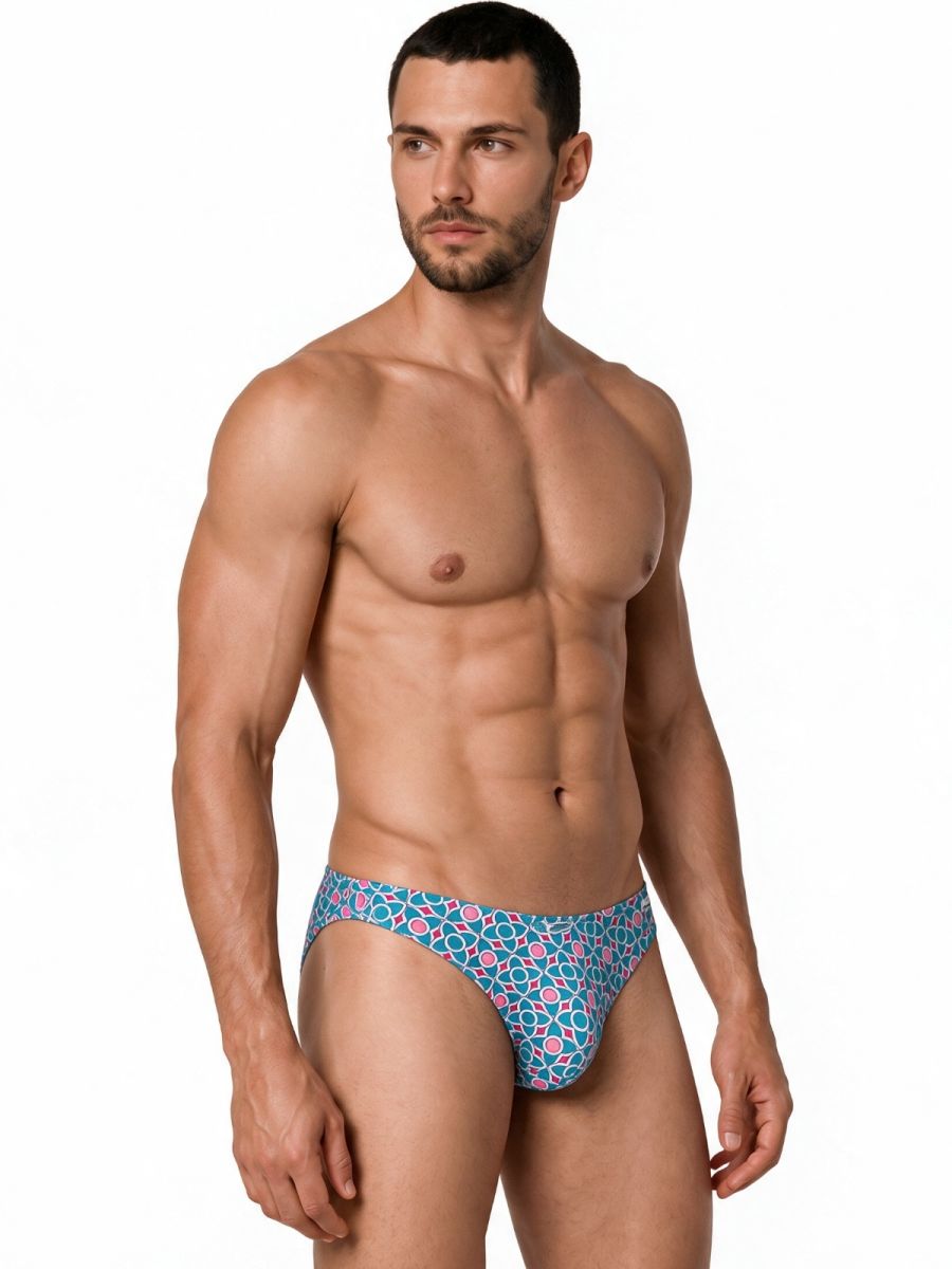 CandyMan 99923 Men's Underwear Printed Bikini Briefs Color Printed Blue