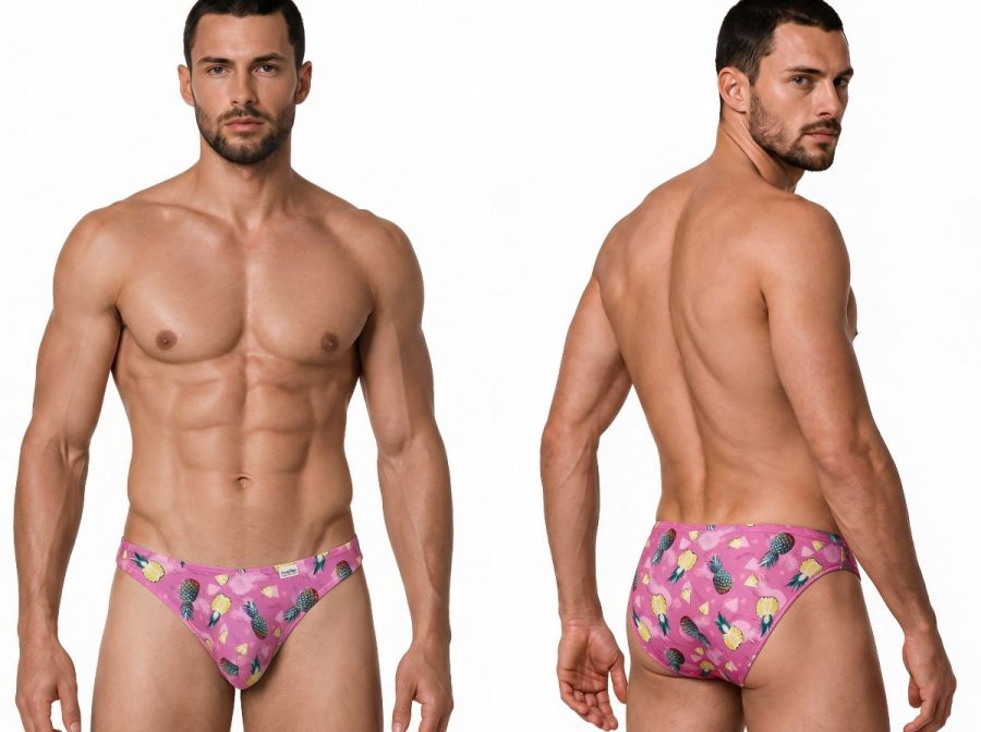 CandyMan 99923 Men's Underwear Printed Bikini Briefs Color Printed Pink