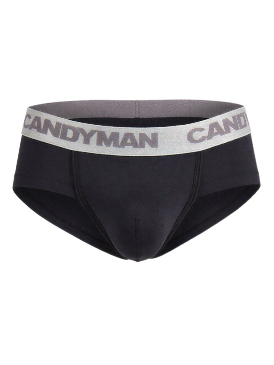 CandyMan 99932 Men's Underwear Sleek Contour Briefs Color Black-Silver