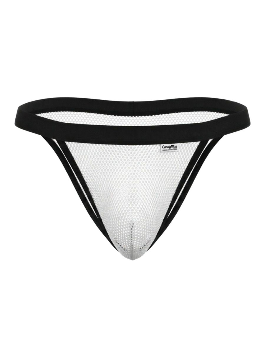 CandyMan 99933 Men's Underwear Seductive Mesh Bikini Color White Mesh