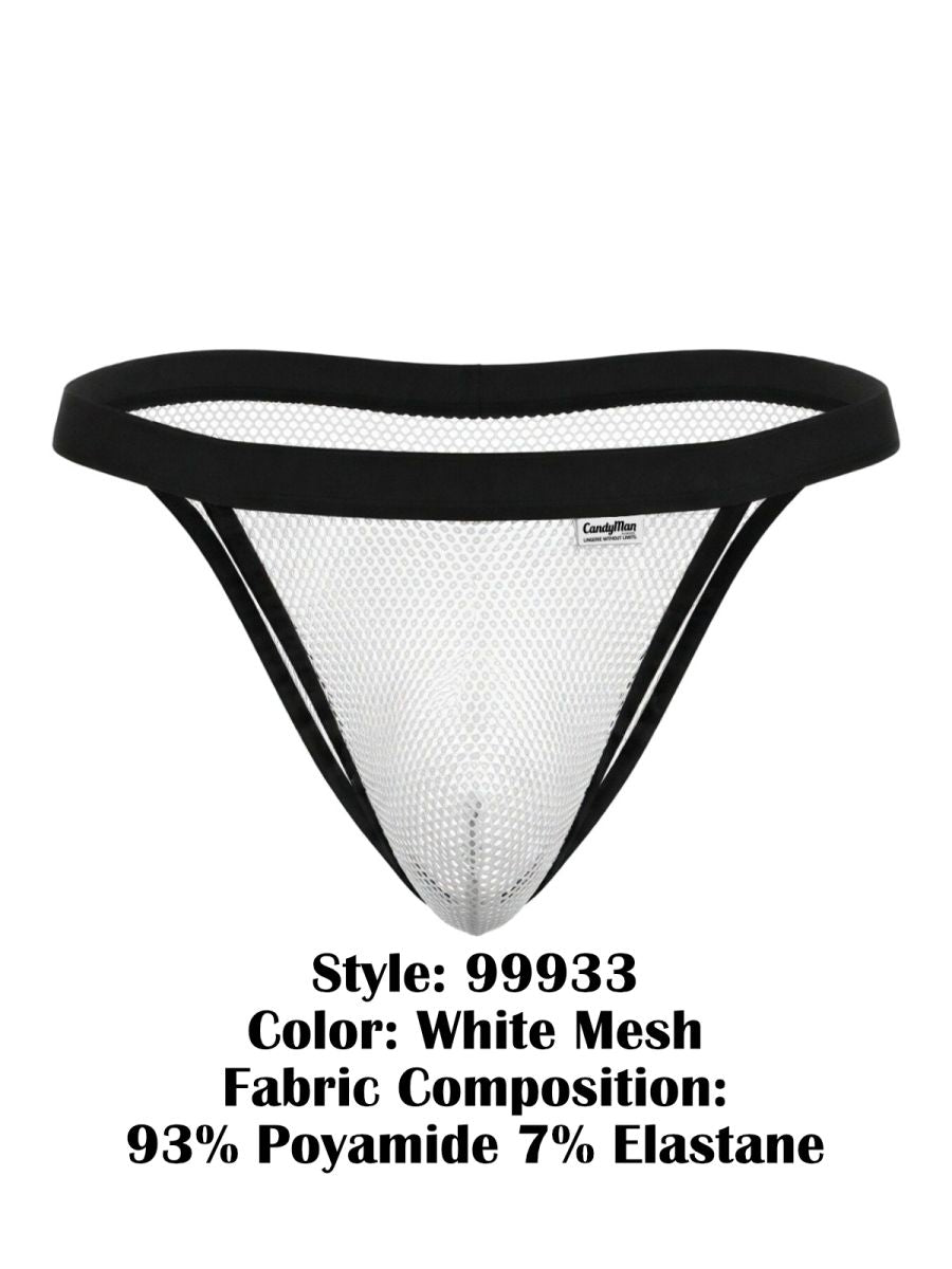 CandyMan 99933 Men's Underwear Seductive Mesh Bikini Color White Mesh