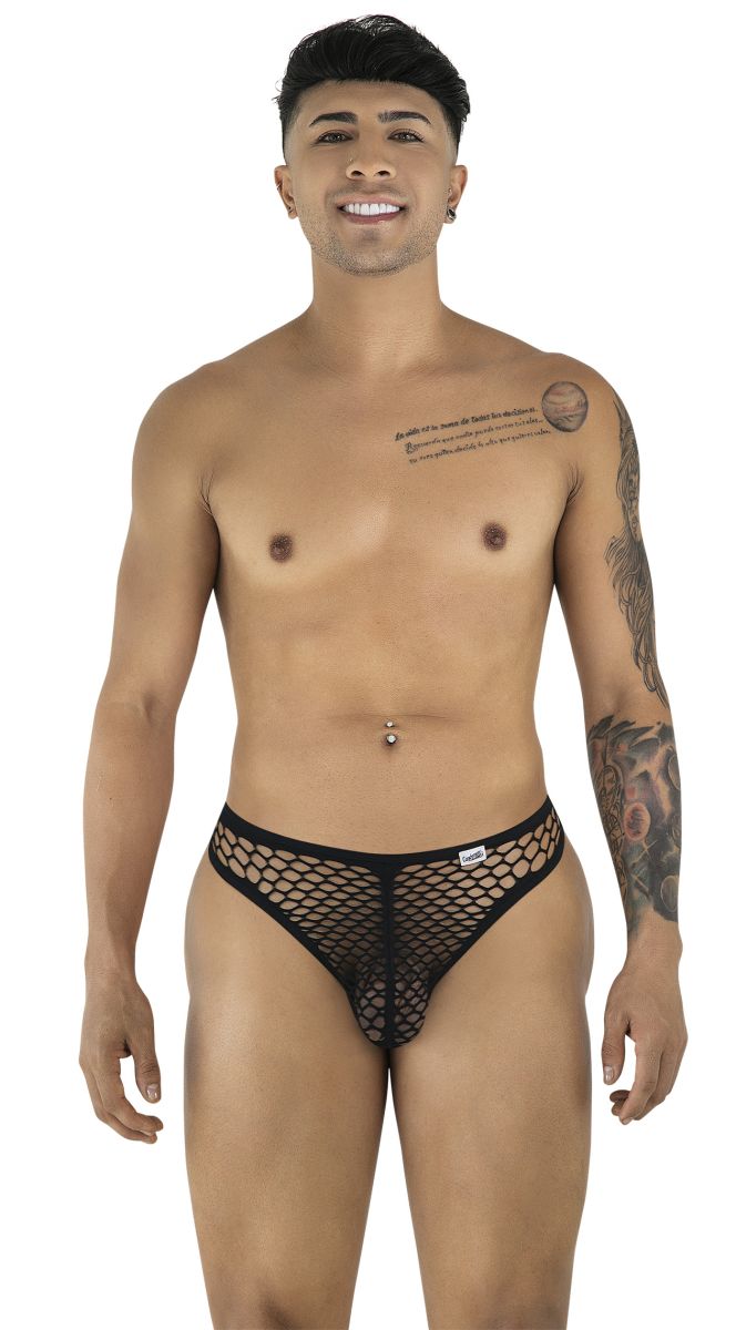 CandyMan 99963 Men's Underwear Fishnet Breathable Thong Color Black