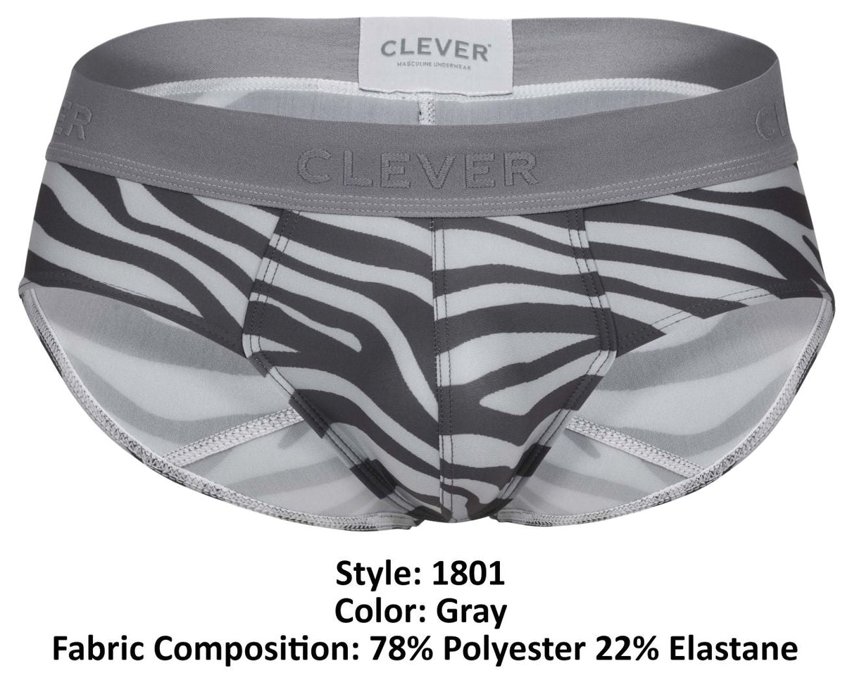 Clever Moda Men's Underwear 1801 Cebra Briefs Color Gray