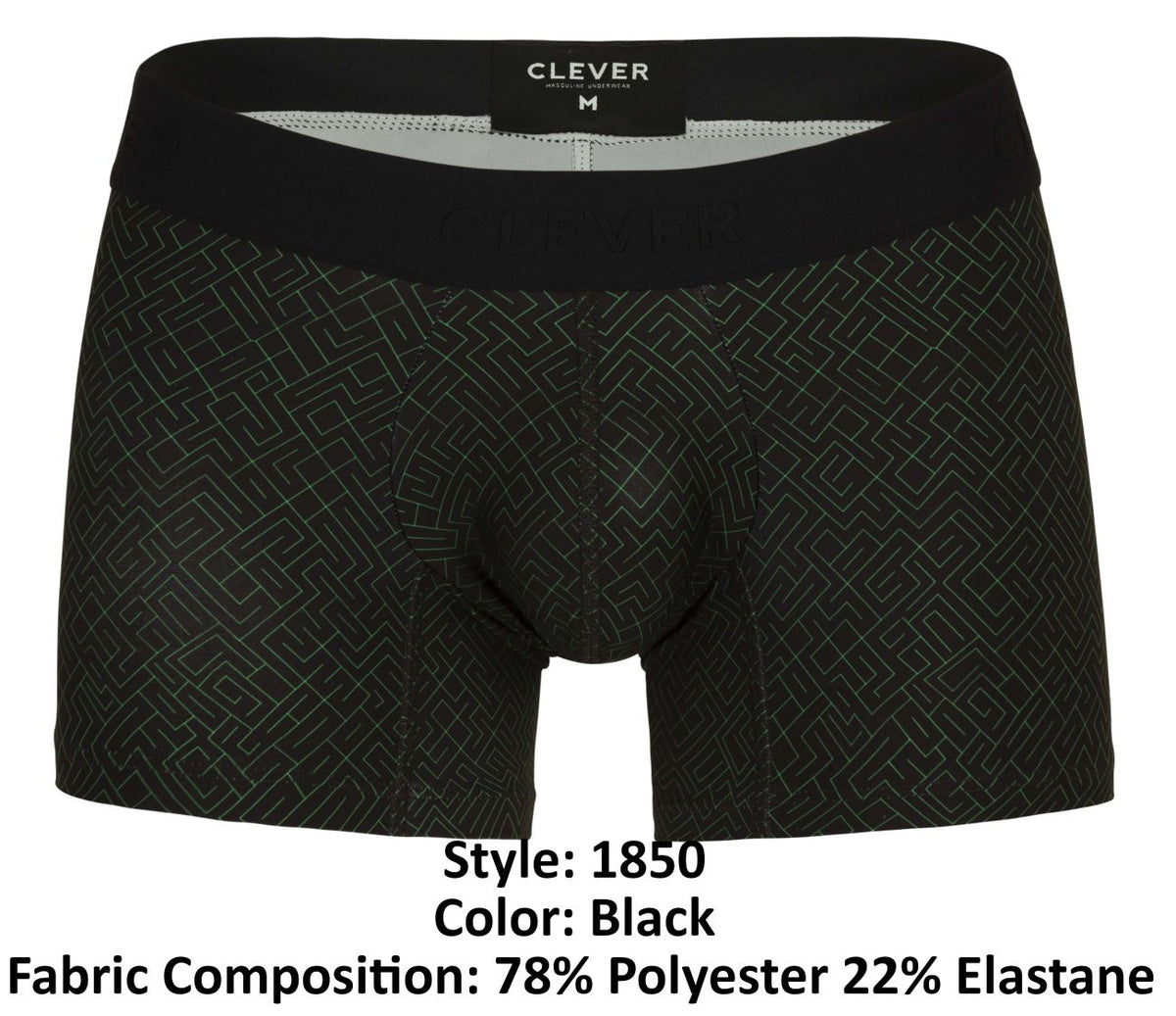 Clever Moda Men's Underwear 1850 Laberin Trunks Color Black