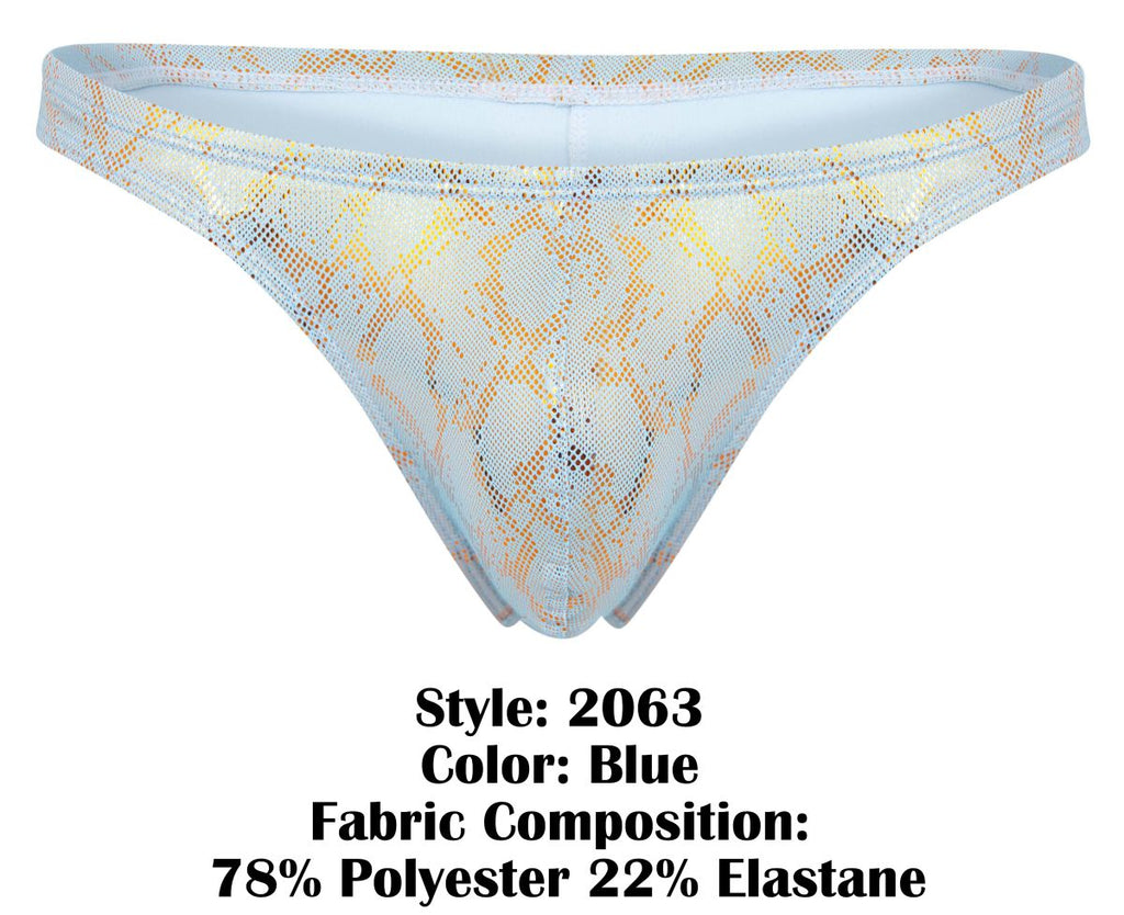 Clever Moda Men's Underwear 2063 Diamond Thongs Color Blue