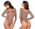 Mapale 1142 Mesh Long Sleeve Bodysuit Color Leopard Print