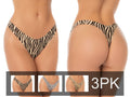 Mapale 144 No Show Thong 3-Pack Set in Exotic Animal Print Color Animal Print