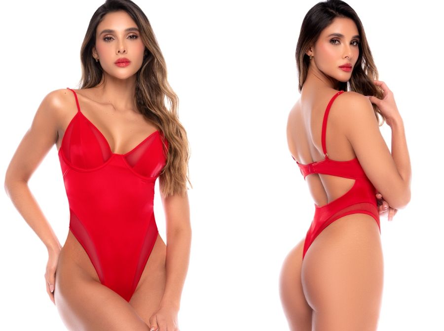 Mapale 2831 Liquid Red Sensual High-Cut Bodysuit Color Liquid Red