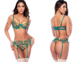 Mapale 80050 Three Piece Exotic Lingerie Set in Aurora Green Color Aurora Green