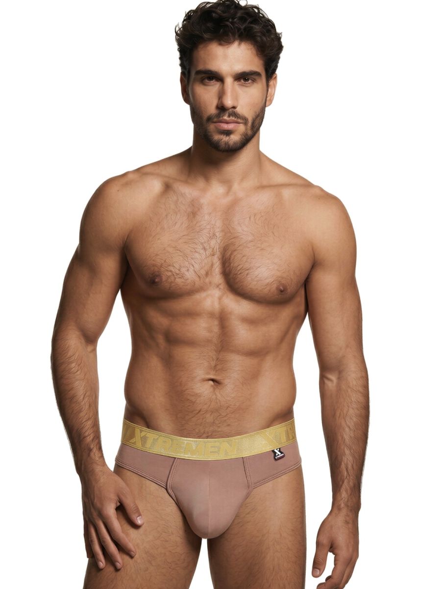 Xtremen Men's Underwear 91253 Microfiber Thongs Sleek and Supportive Color Khaki