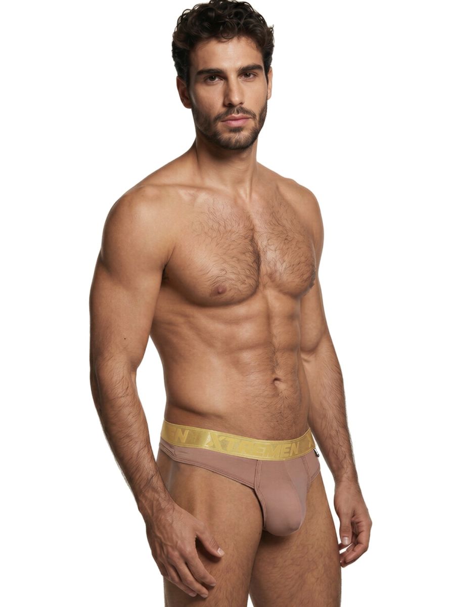 Xtremen Men's Underwear 91253 Microfiber Thongs Sleek and Supportive Color Khaki