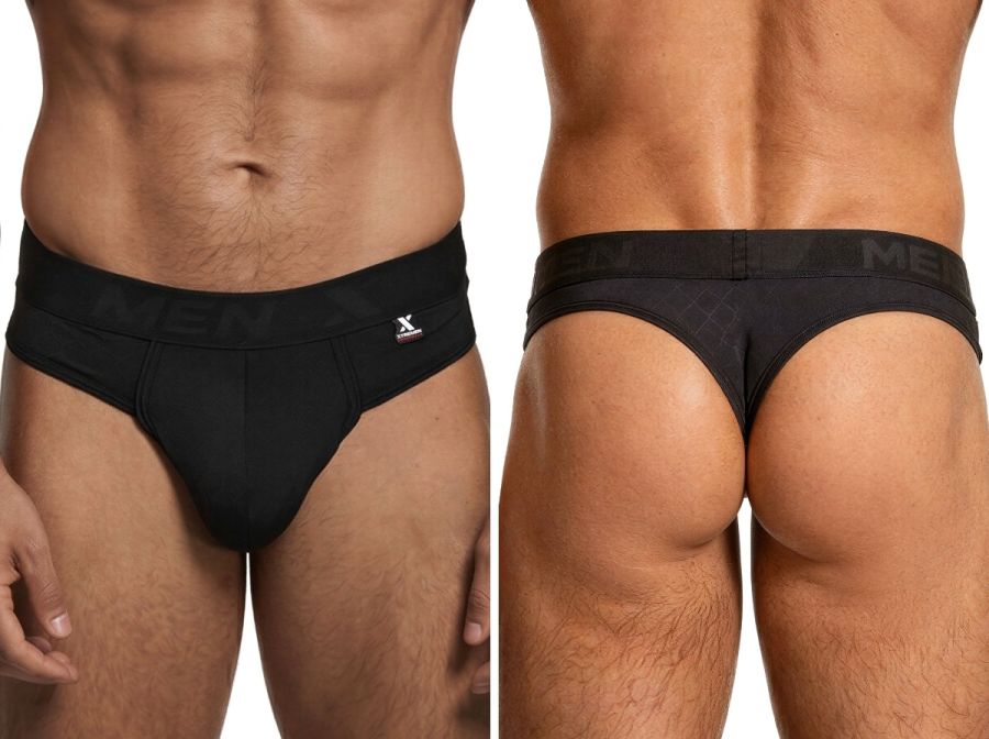 Xtremen Men's Underwear 91257 Sleek Microfiber Comfort Thongs Color Black