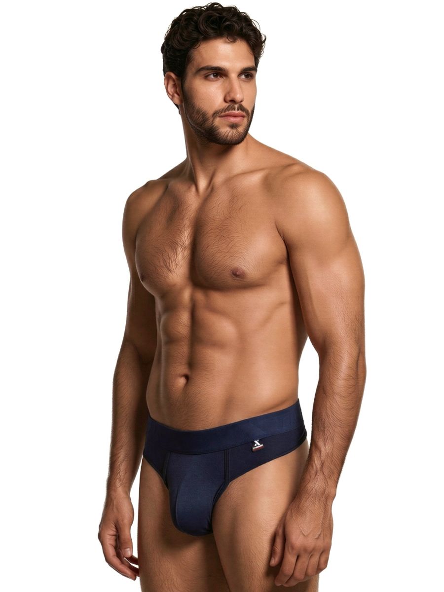 Xtremen Men's Underwear 91257 Sleek Microfiber Comfort Thongs Color Dark Blue
