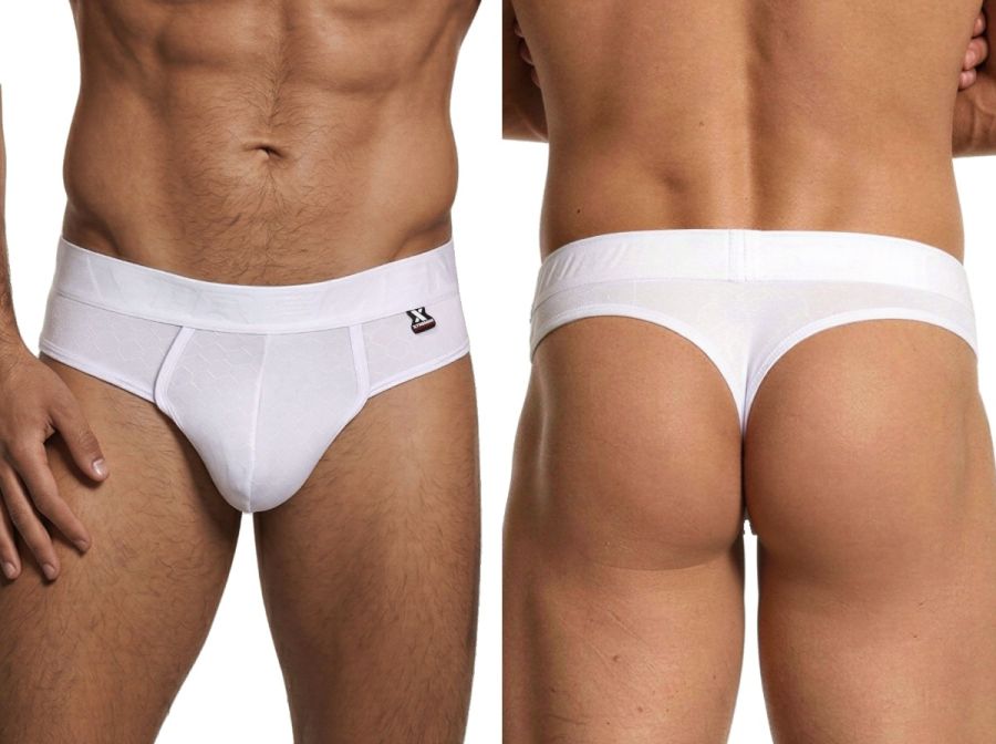 Xtremen Men's Underwear 91257 Sleek Microfiber Comfort Thongs Color White