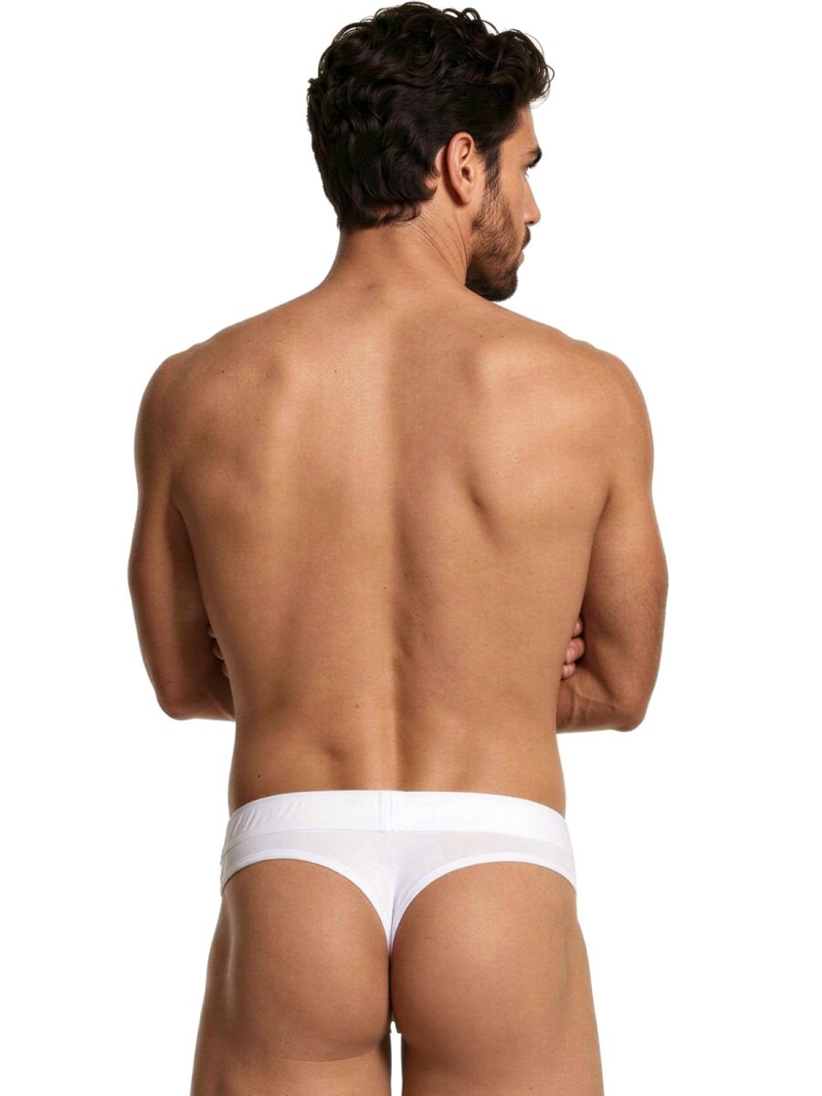 Xtremen Men's Underwear 91257 Sleek Microfiber Comfort Thongs Color White