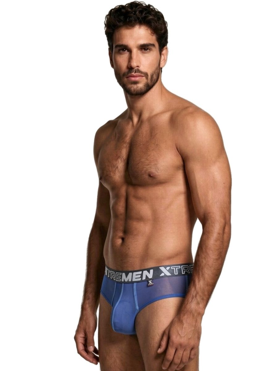 Xtremen 91262 Men's Underwear Sleek Microfiber Mesh Briefs Color Blue