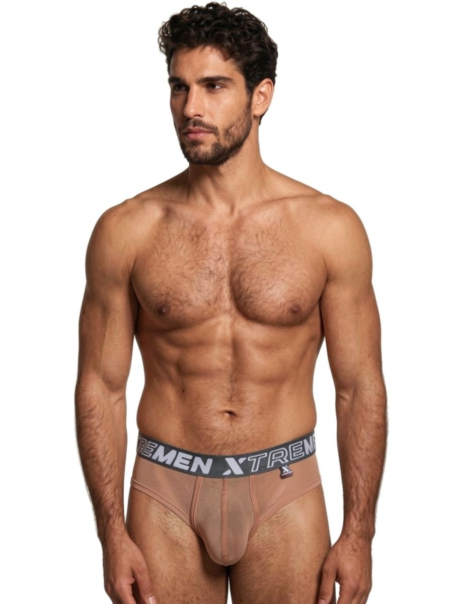 Xtremen 91262 Men's Underwear Sleek Microfiber Mesh Briefs Color Brown