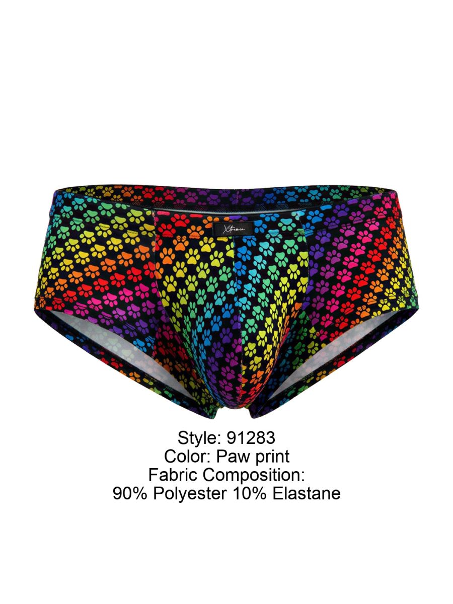 Xtremen 91283 Rainbow Printed Microfiber Briefs Color Paw print